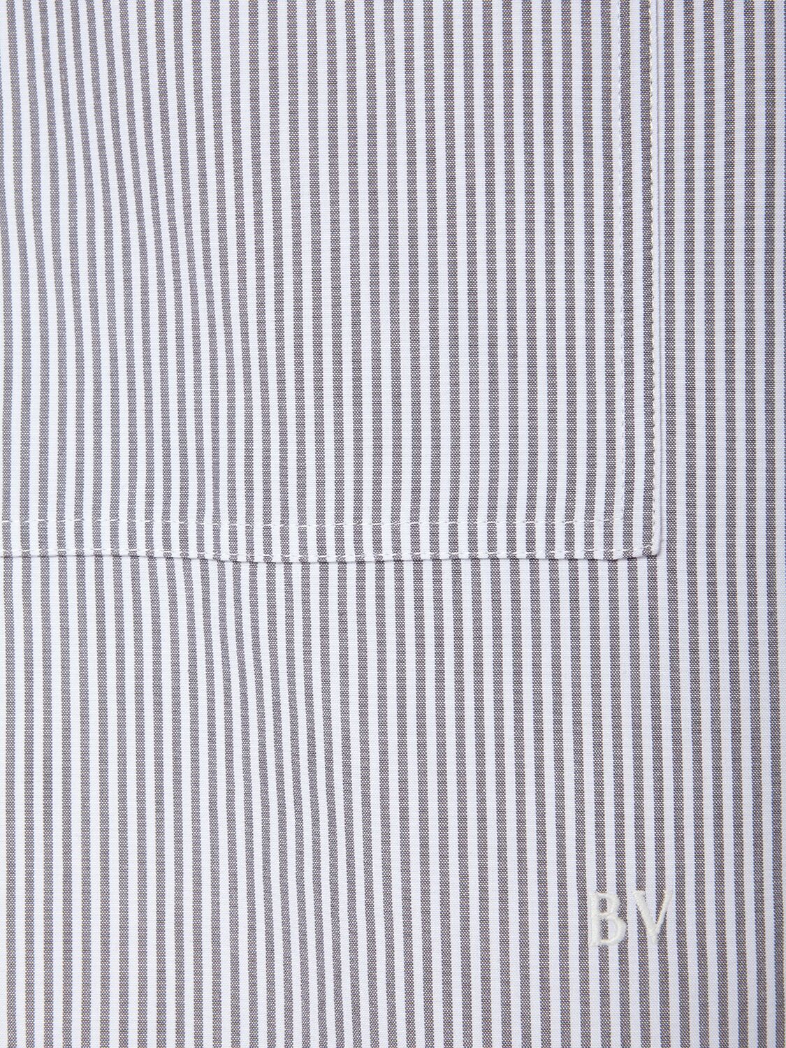 Shop Bottega Veneta Classic Striped Cotton Shirt In Grey,white