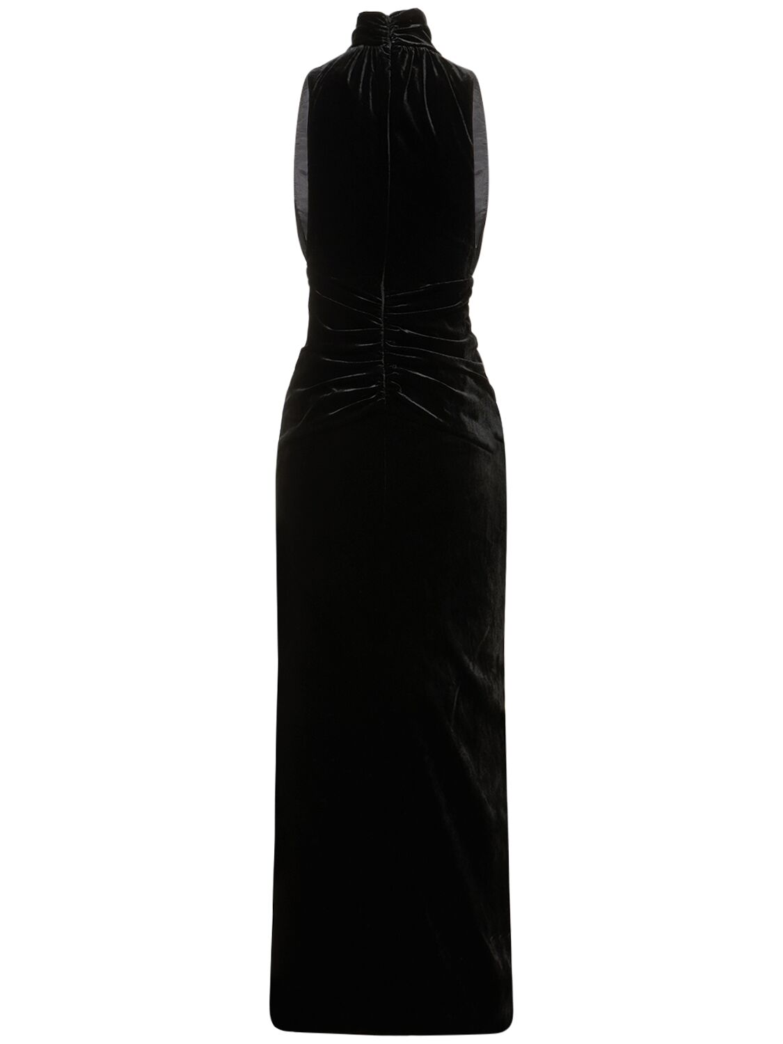 Alessandra Rich Ruched Cutout Velvet Gown In Black