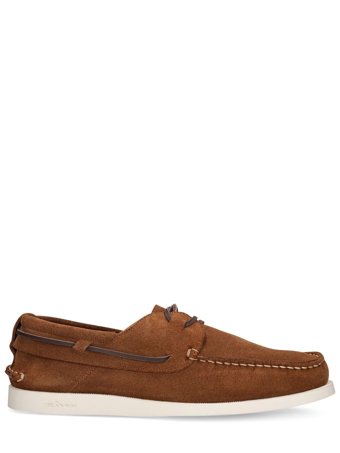 Shop Kiton Suede Boat Shoe Loafers In Tobacco