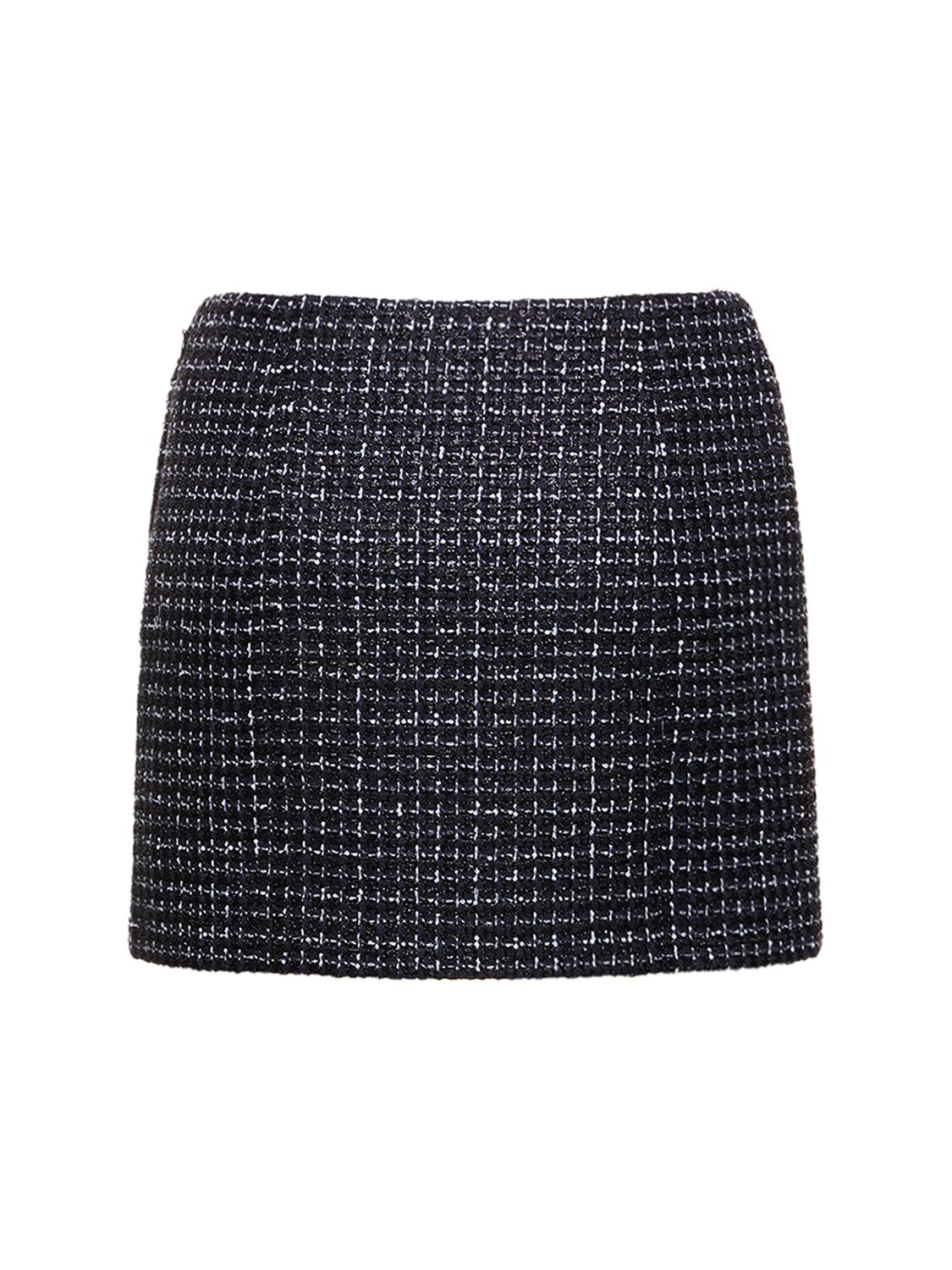 Shop Alessandra Rich Sequined Tweed Low Waist Mini Skirt In Navy