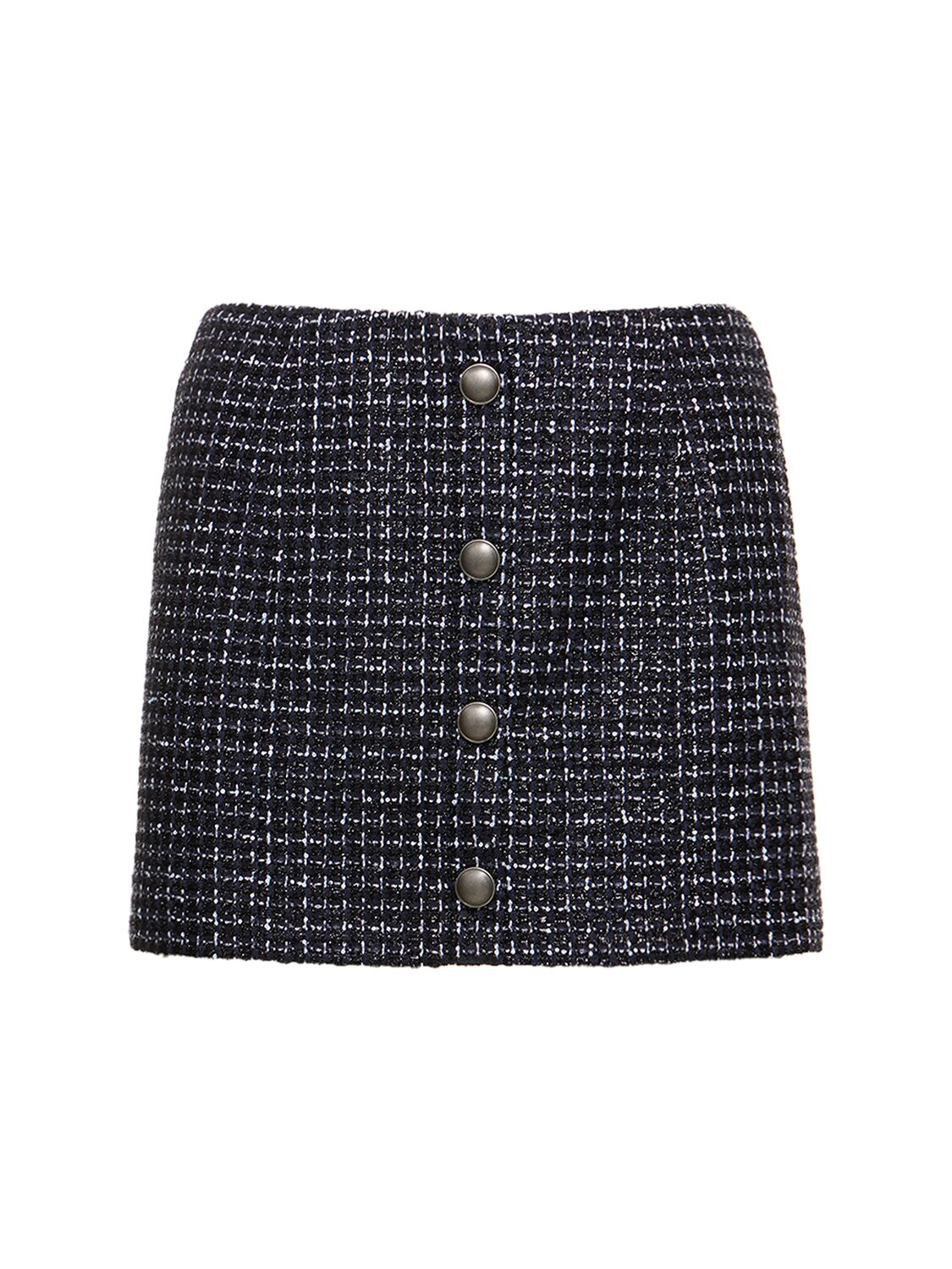 Alessandra Rich Sequined Tweed Low Waist Mini Skirt In Navy