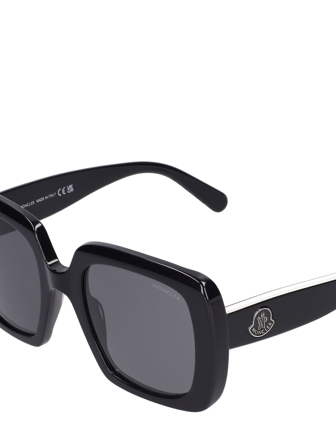 Shop Moncler Blanche Squared Acetate Sunglasses In Shiny Black