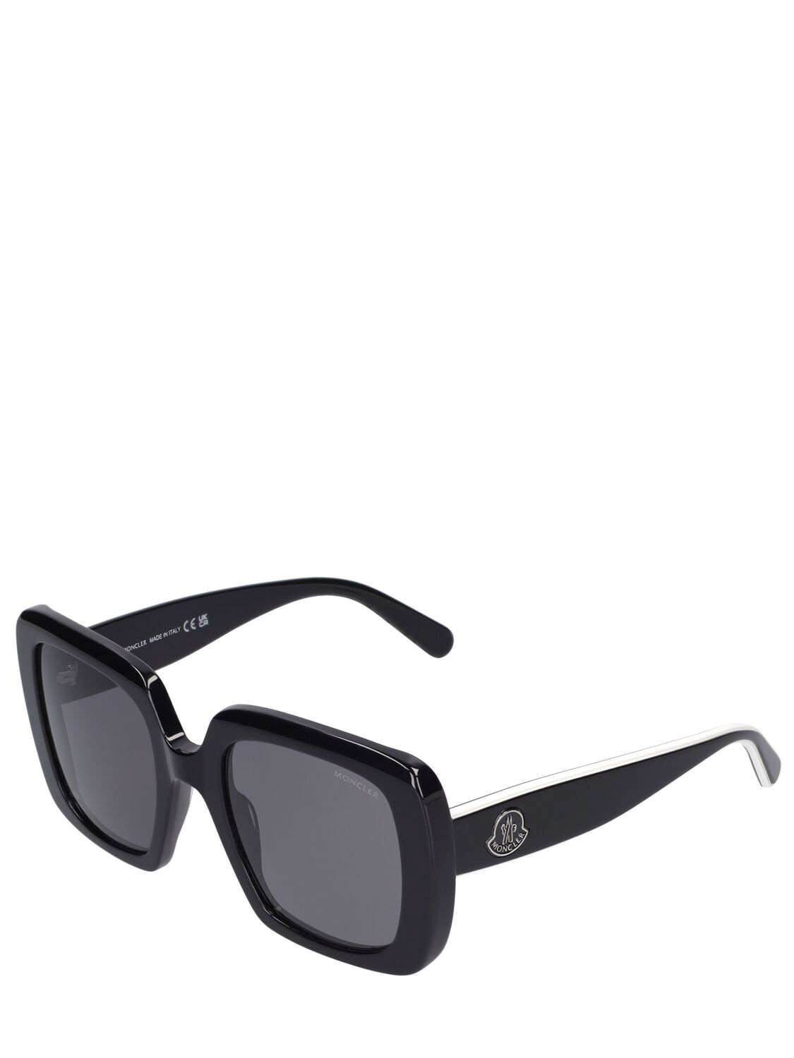 Shop Moncler Blanche Squared Acetate Sunglasses In Shiny Black