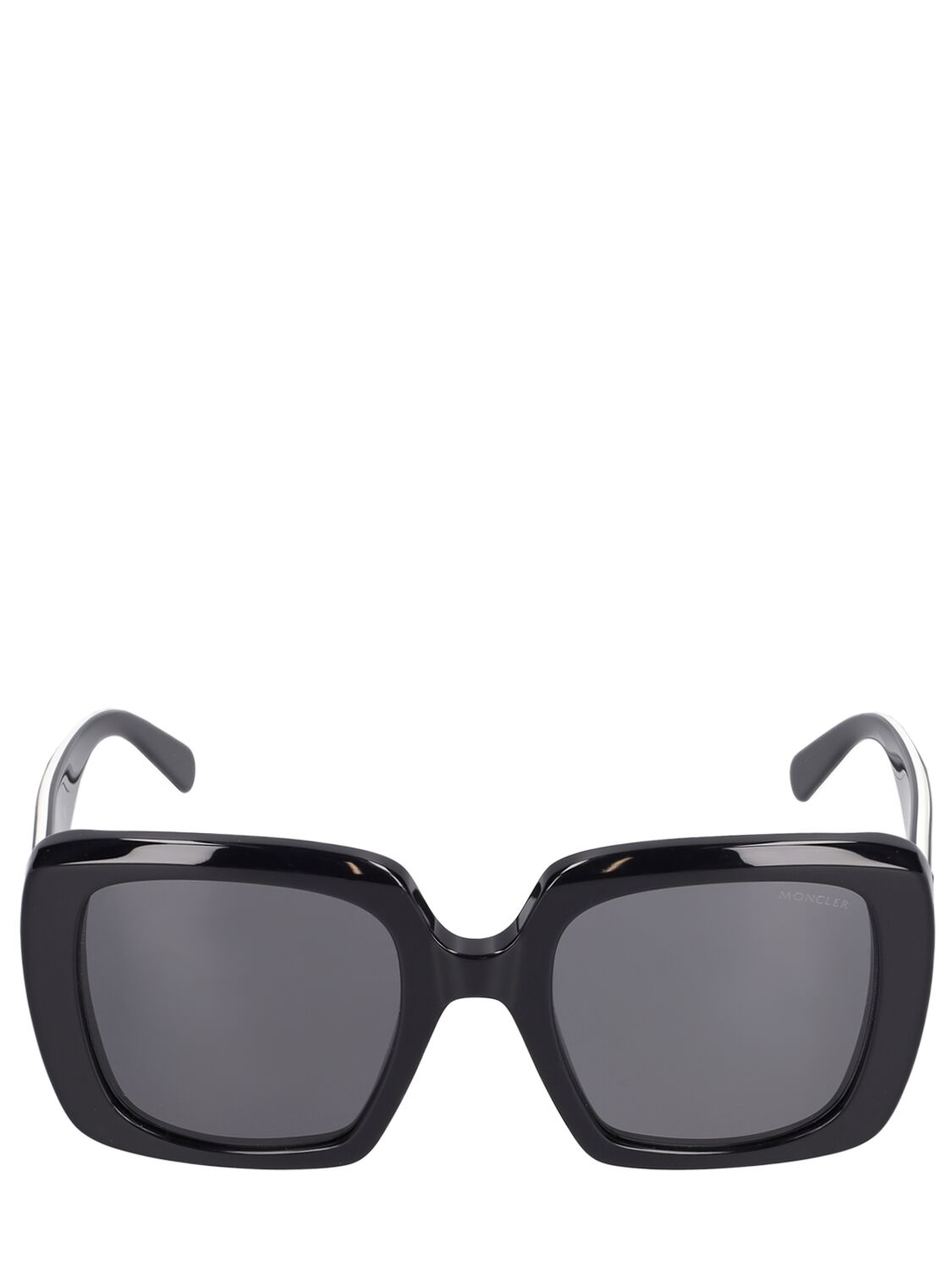 Moncler Blanche Squared Acetate Sunglasses In Shiny Black