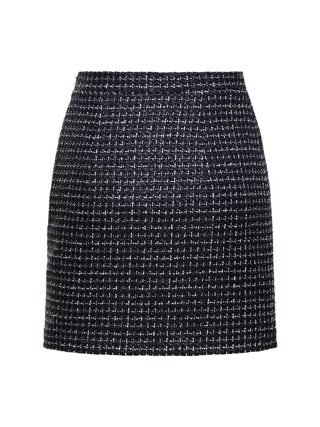 Shop Alessandra Rich Sequined Tweed Mini Skirt In Navy