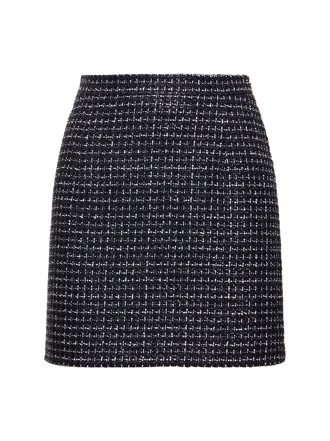 Alessandra Rich High Waist Tweed Mini Skirt In Navy