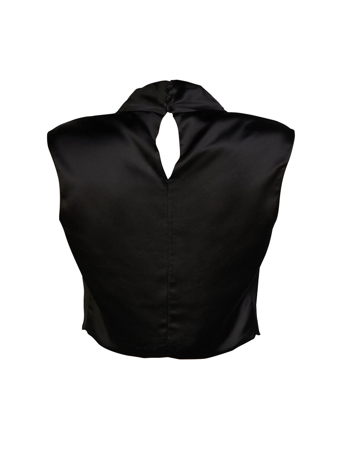 Shop Saint Laurent Satin Viscose Blouse W/ Collar In Black