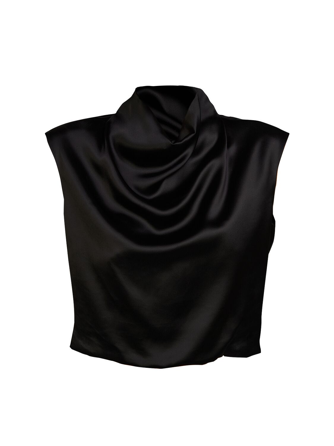 Shop Saint Laurent Satin Viscose Blouse W/ Collar In Black