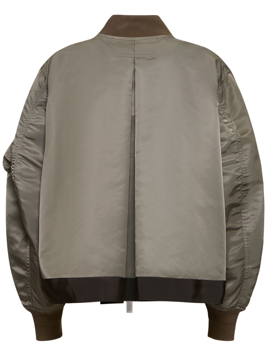 Shop Sacai Zip-up Nylon Bomber Jacket In Taupe Grey