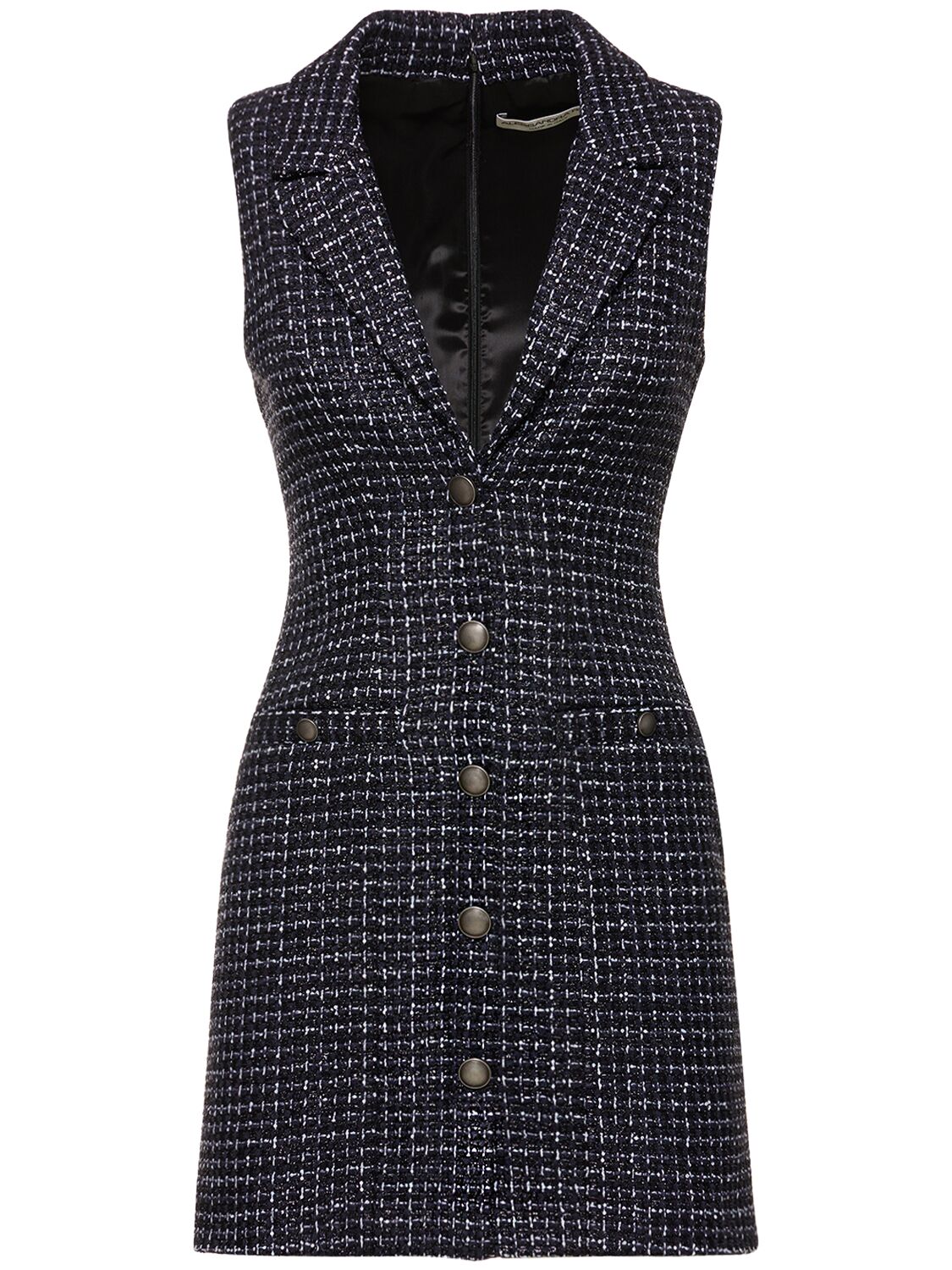Alessandra Rich Sequined Checked Metallic Bouclé-tweed Mini Dress In Multi,navy