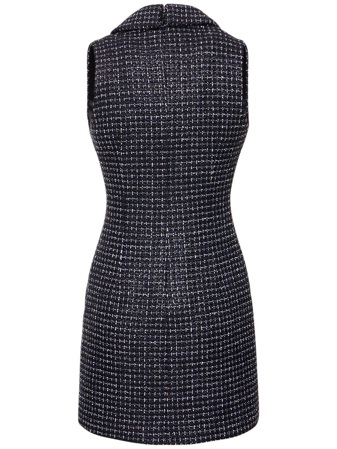 Shop Alessandra Rich Sequined Tweed Sleeveless Mini Dress In Multi,navy
