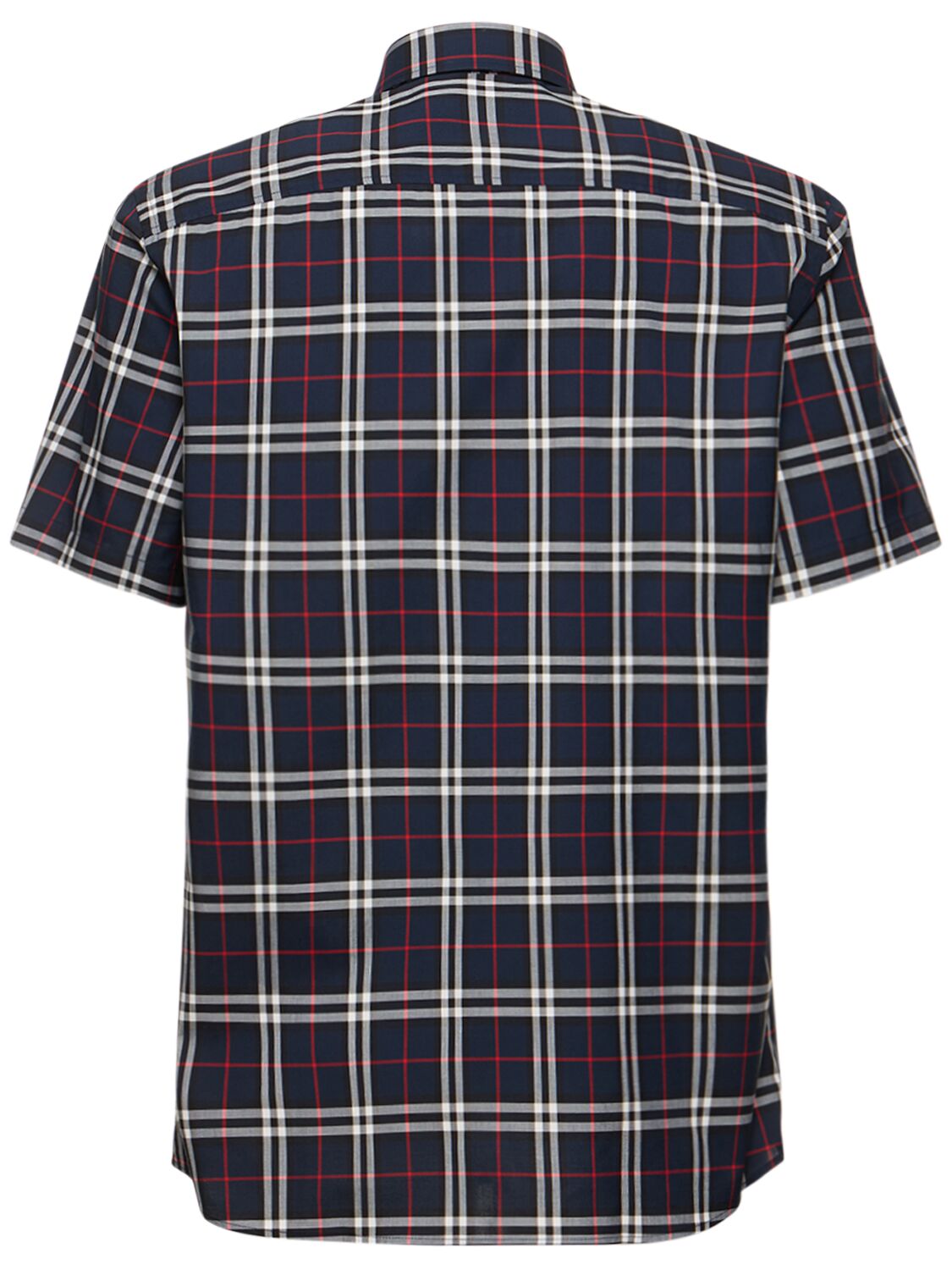 Shop Burberry Simpson Cotton Checked Shirt In Navy