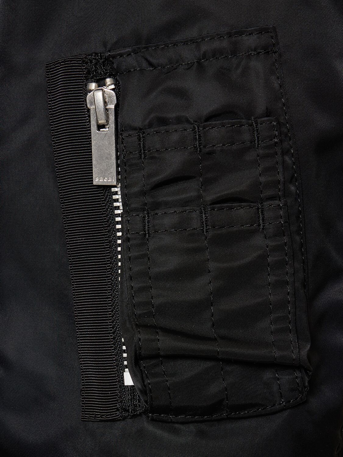 Shop Sacai Pleated Nylon Twill Zip Jacket In Black