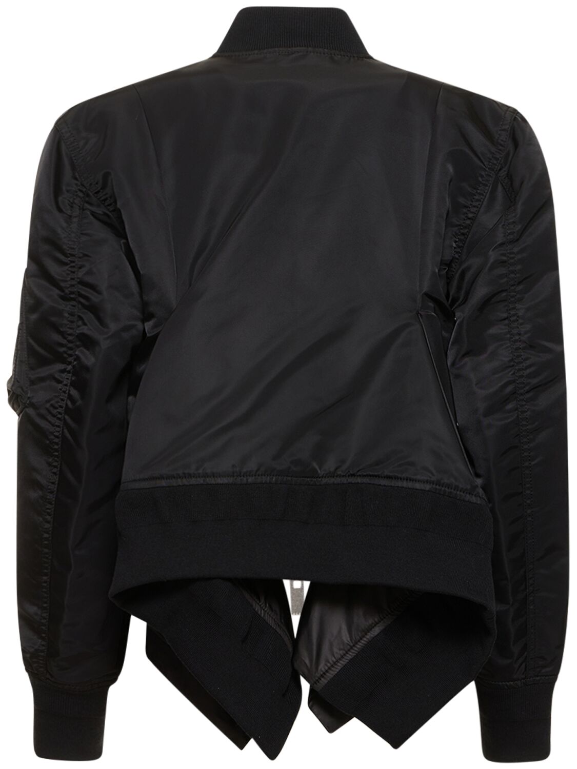 Shop Sacai Pleated Nylon Twill Zip Jacket In Black