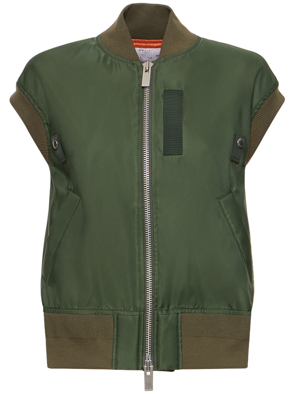 Sacai Sleeveless Nylon Zip-up Jacket In Green