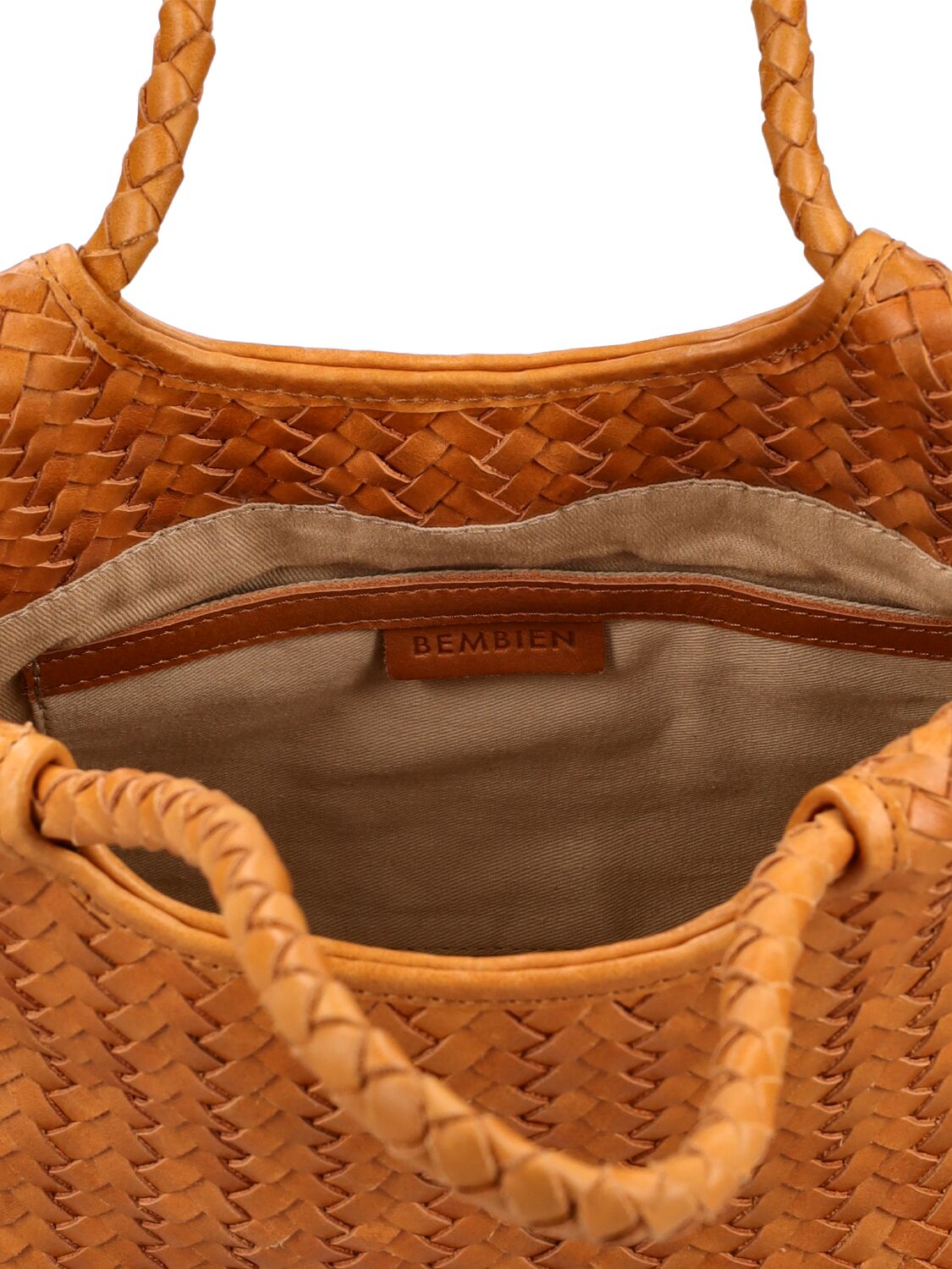 Shop Bembien Gabine Woven Leather Shoulder Bag In Copper