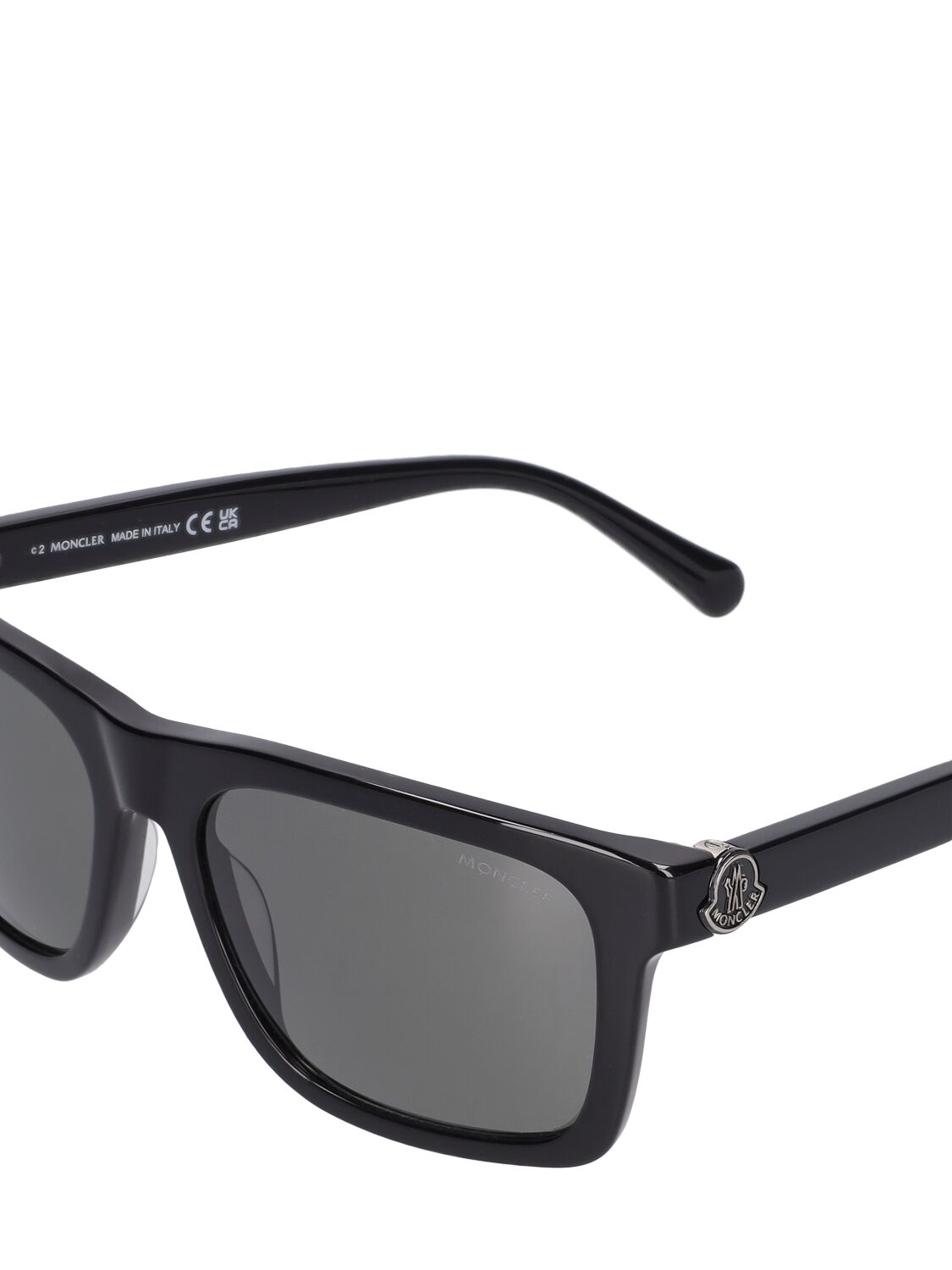 Shop Moncler Colada Squared Acetate Sunglasses In Shiny Black