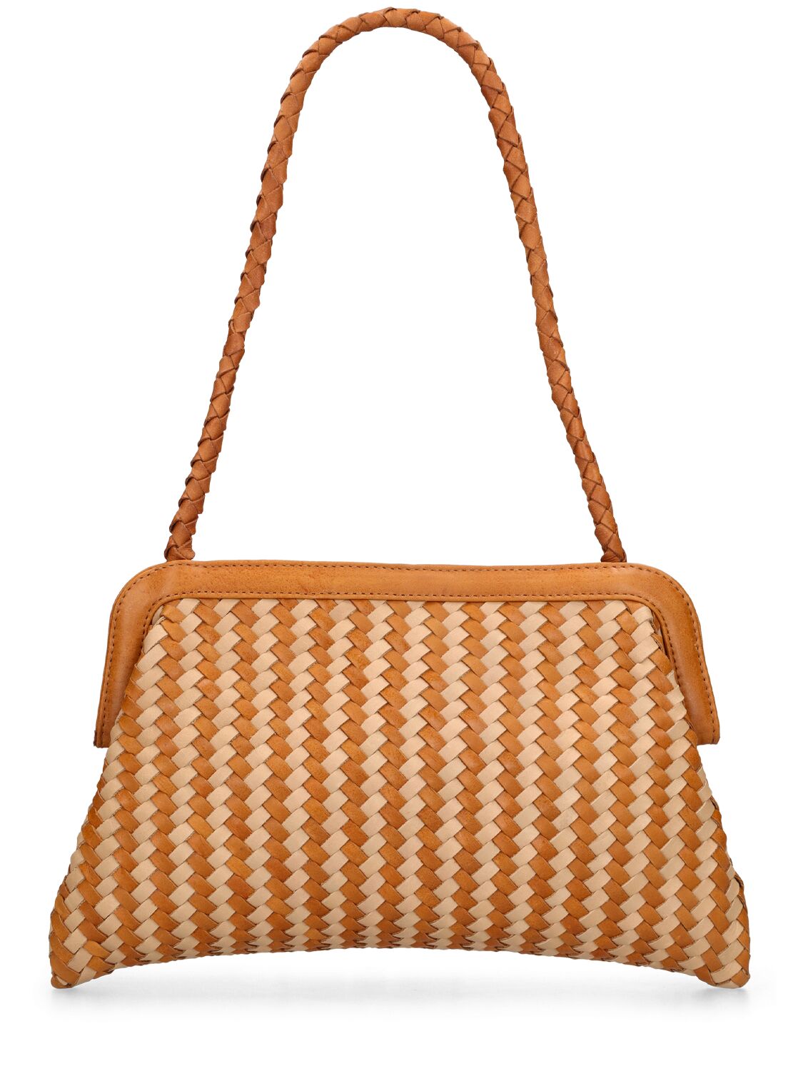 Shop Bembien Le Sac Woven Leather Shoulder Bag In Cocoa Stripe