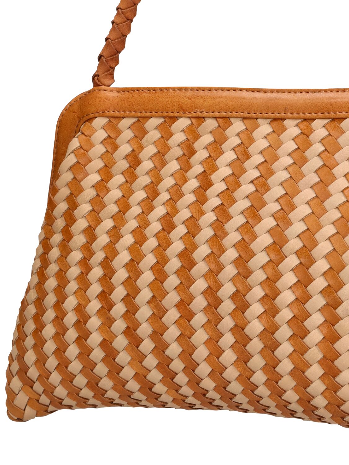 Shop Bembien Le Sac Woven Leather Shoulder Bag In Cocoa Stripe