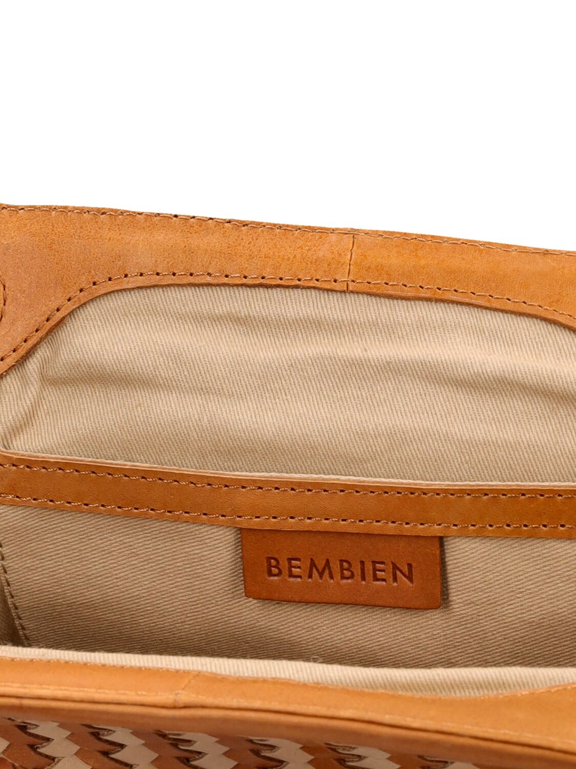 Shop Bembien Le Sac Woven Leather Shoulder Bag In Cocoa Stripe