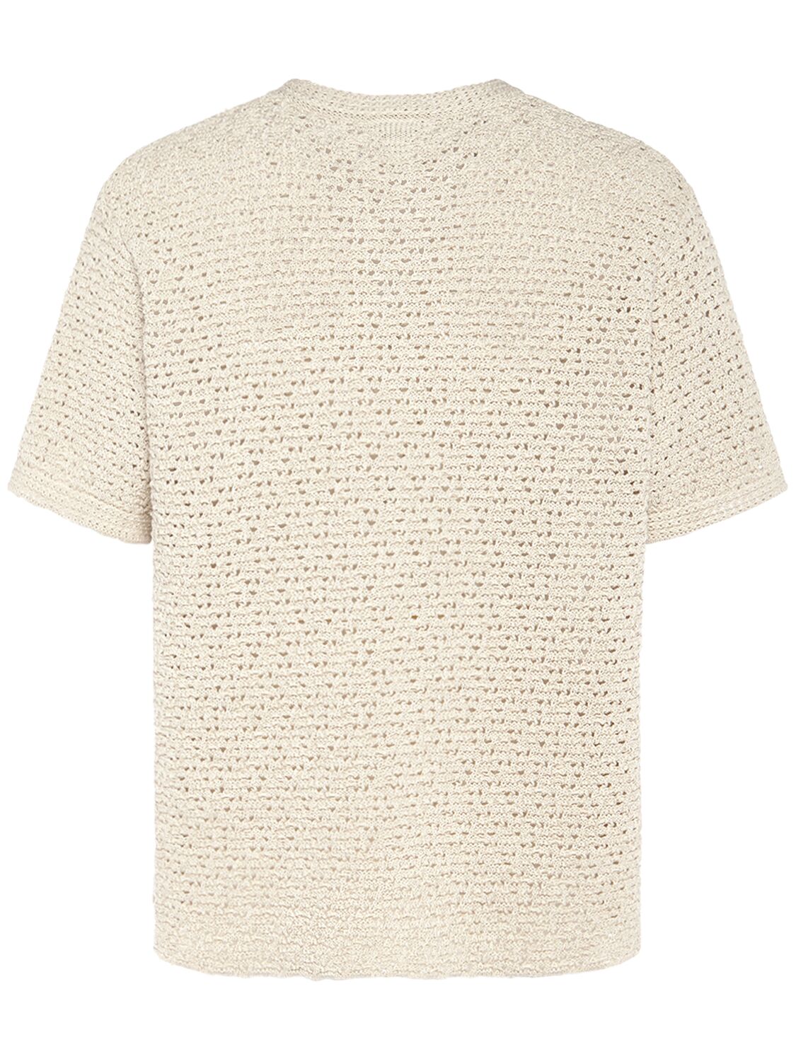 Shop Bottega Veneta Cotton Crochet T-shirt In Bone,cloud