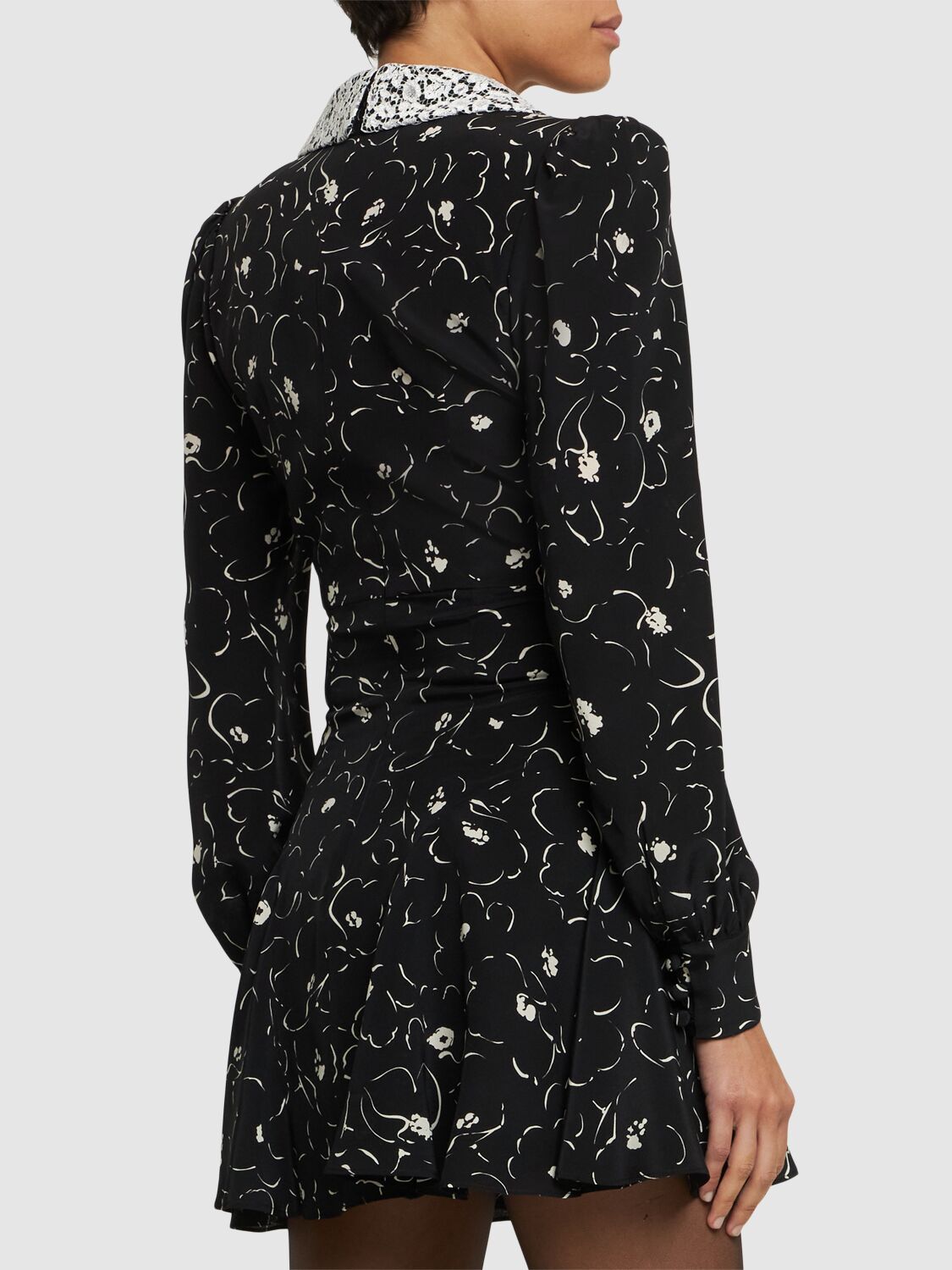 Acler Kadence Floral Long-Sleeve Minidress - Black And | Women...