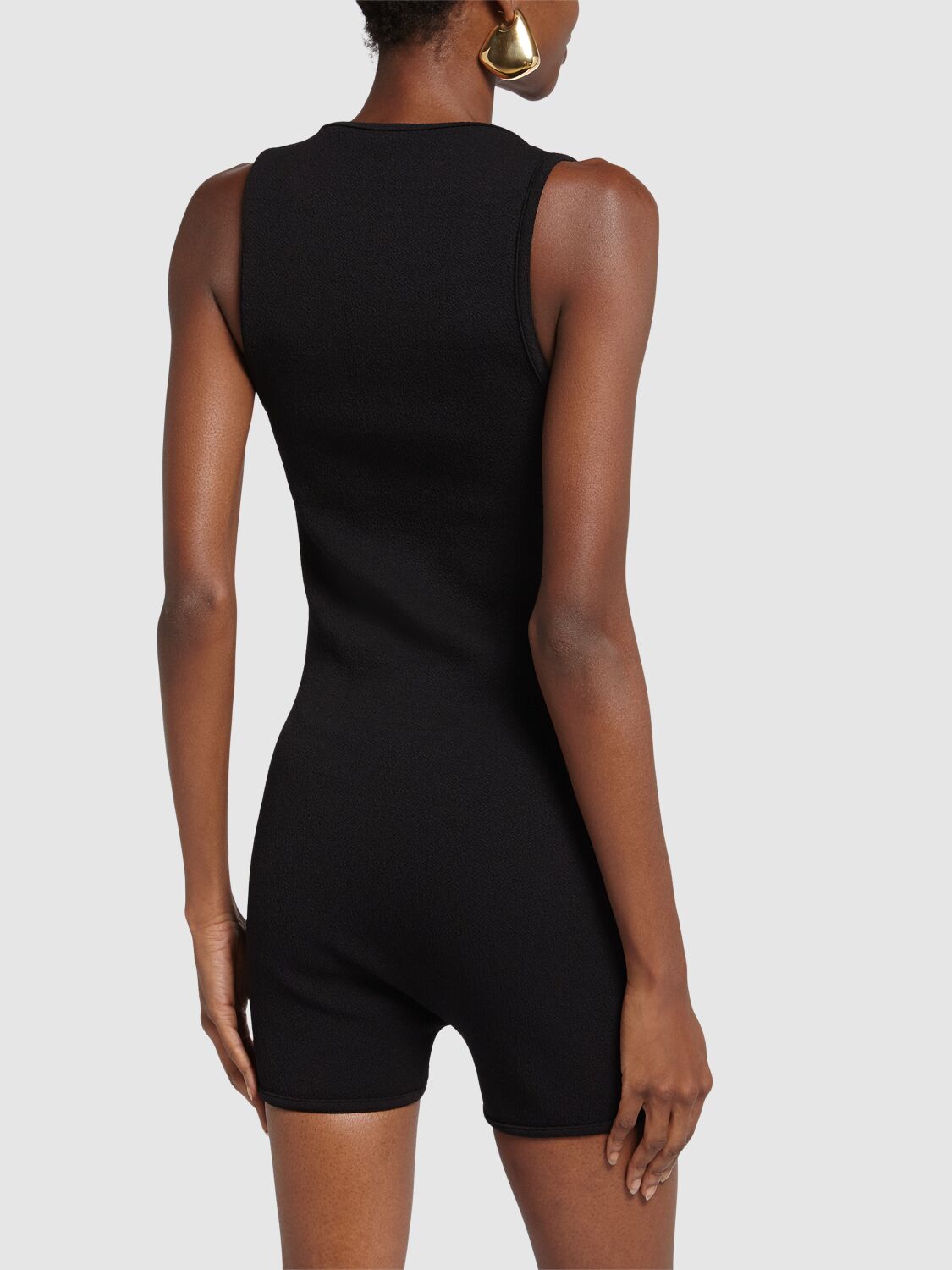 Shop Bottega Veneta Textured Nylon Bodysuit In 黑色