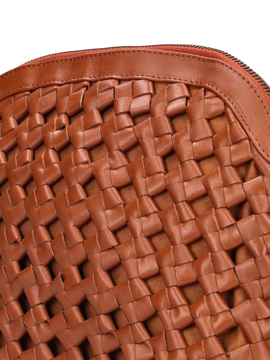 Shop Bembien Carmen Woven Leather Shoulder Bag In Sienna