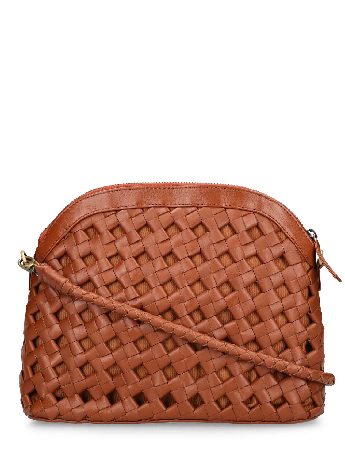 Shop Bembien Carmen Woven Leather Shoulder Bag In Sienna