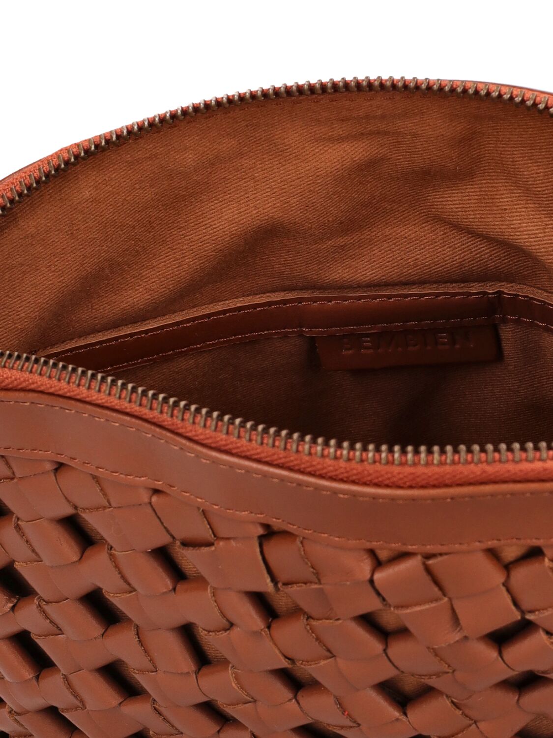 Shop Bembien Carmen Woven Leather Shoulder Bag In Sienna