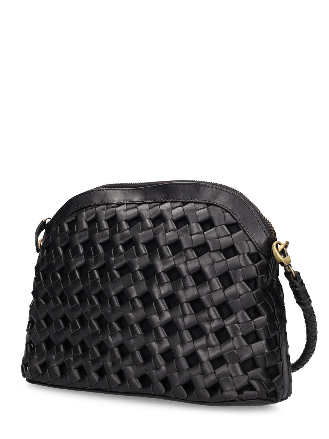 Shop Bembien Carmen Woven Leather Shoulder Bag In Black
