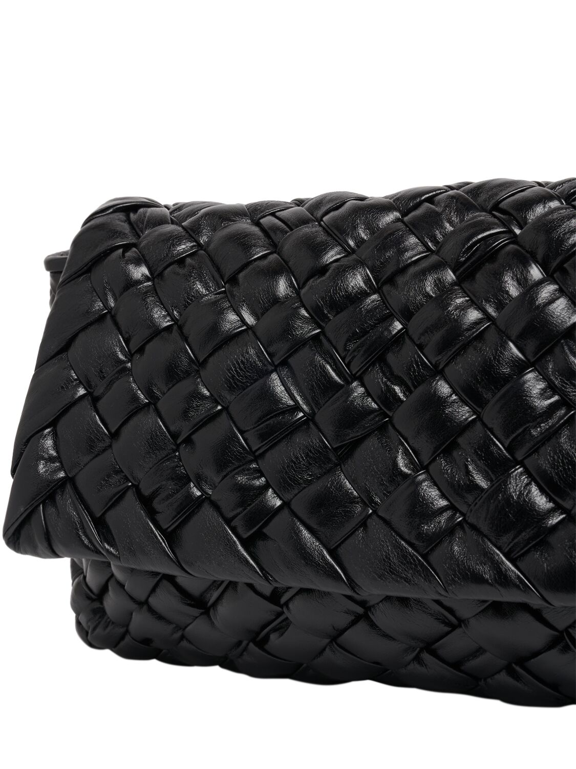 Shop Bottega Veneta Rumple Leather Messenger Bag In Black