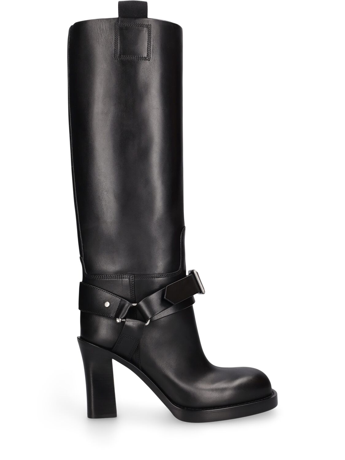 Burberry 100mm Lf Stirrup Leather Tall Boots In Schwarz