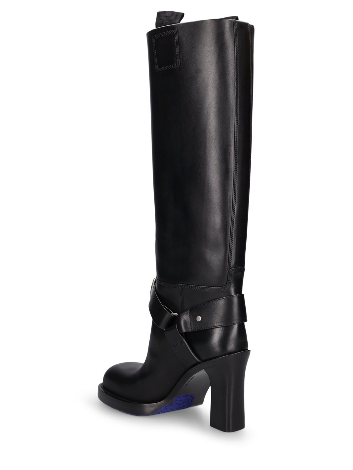 Shop Burberry 100mm Lf Stirrup Leather Tall Boots In Schwarz