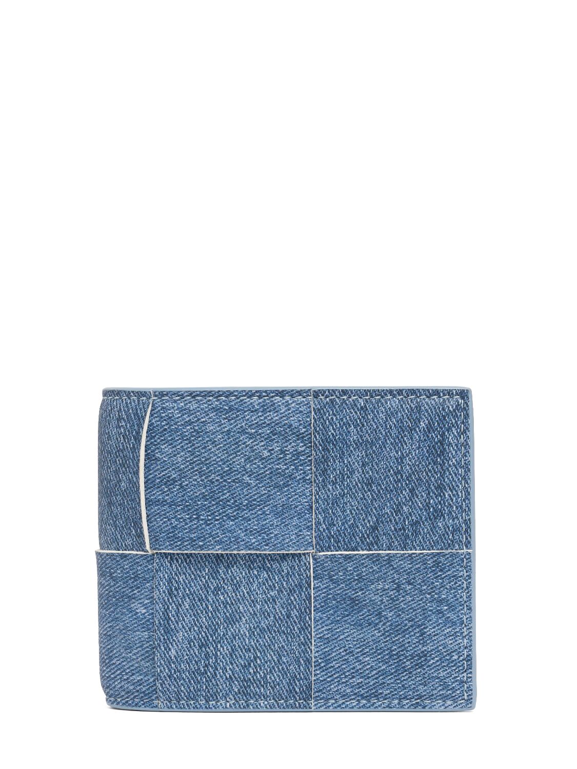 Shop Bottega Veneta Cassette Denim Bi-fold Wallet In Heather Blue