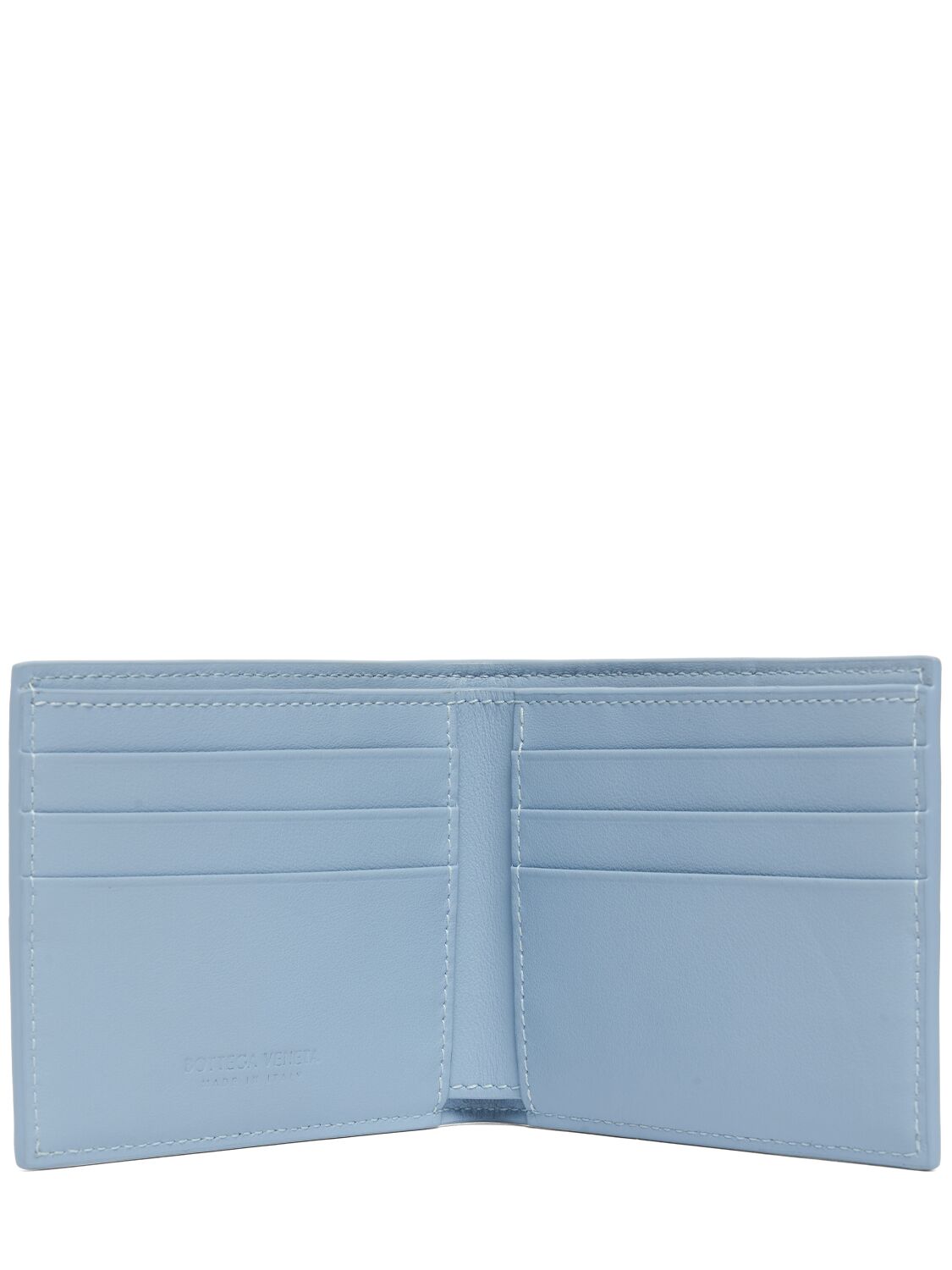 Shop Bottega Veneta Cassette Denim Bi-fold Wallet In Heather Blue