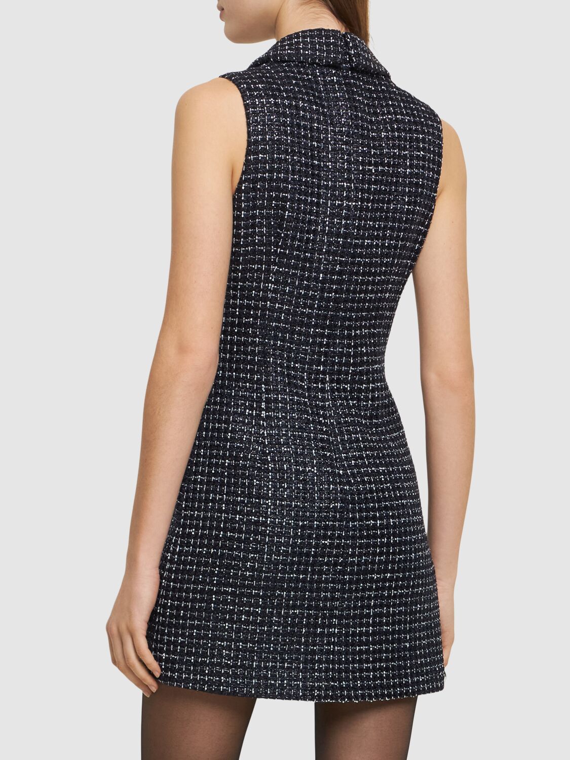 Sequined Tweed Sleeveless Mini Dress