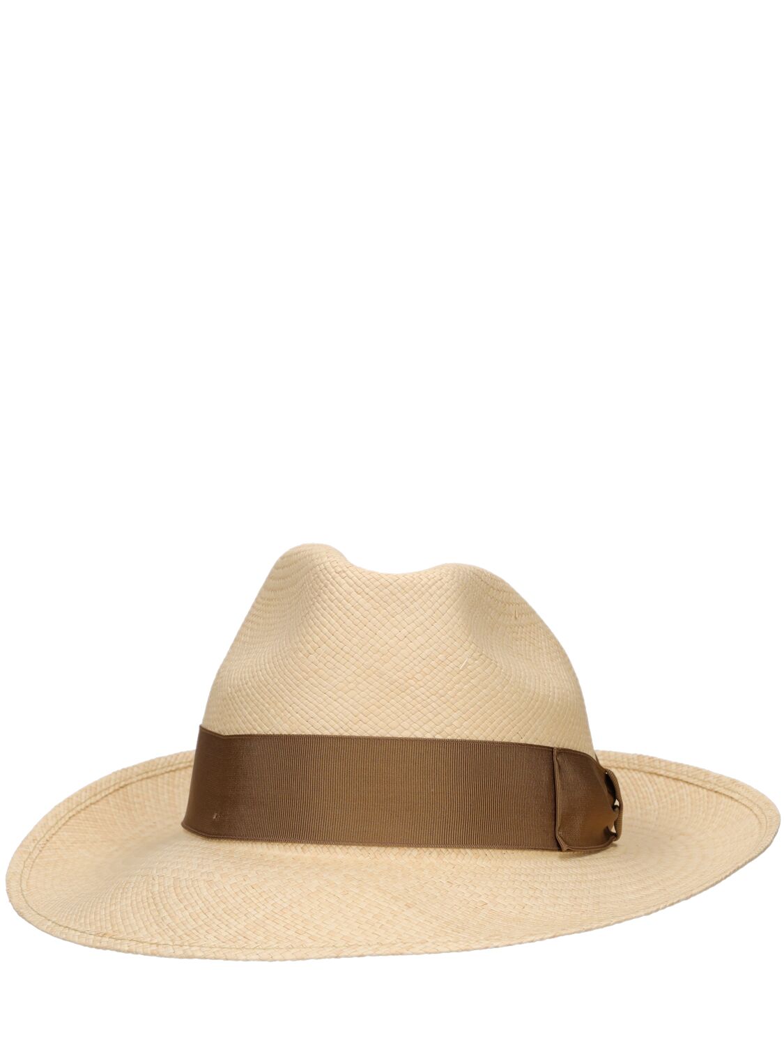 Borsalino Amedeo 7.5cm Brim Straw Panama Hat In Brown