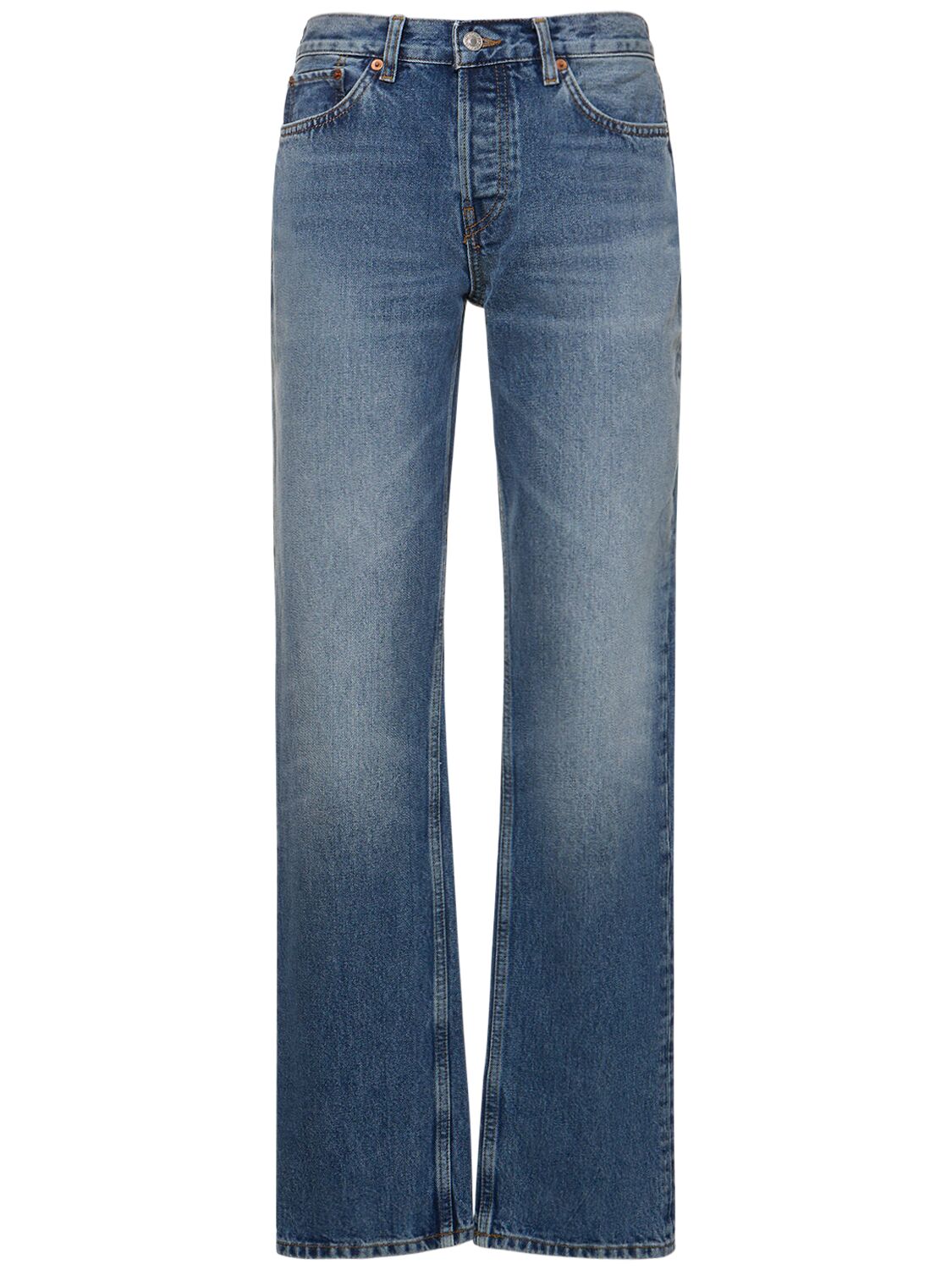 Re/done Easy Straight Cotton Denim Jeans In 블루
