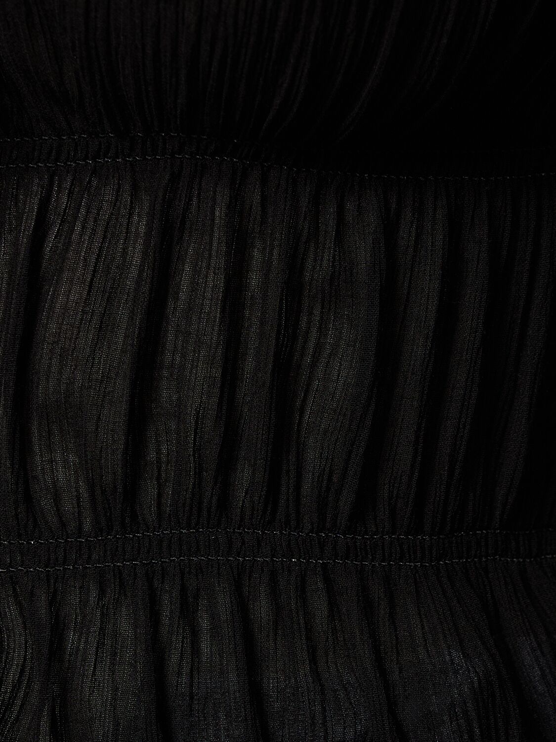 Shop Blumarine Ruched Sheer Viscose Long Sleeve Shirt In Black