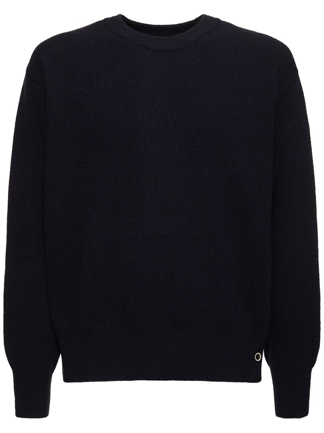 Dunst Buttoned Crewneck Unisex Sweater In 네이비
