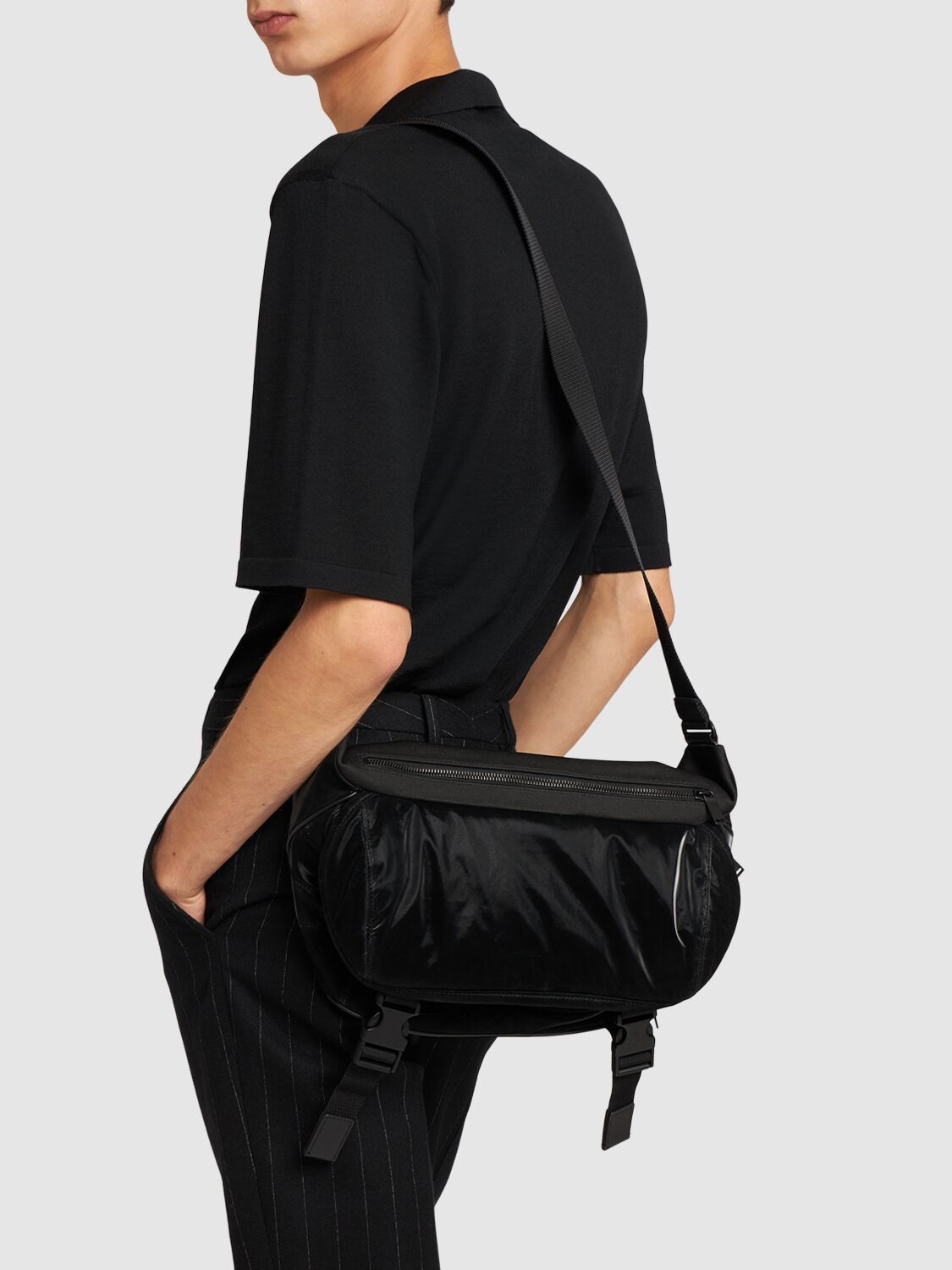 Shop Saint Laurent Tech Bodybag In Black