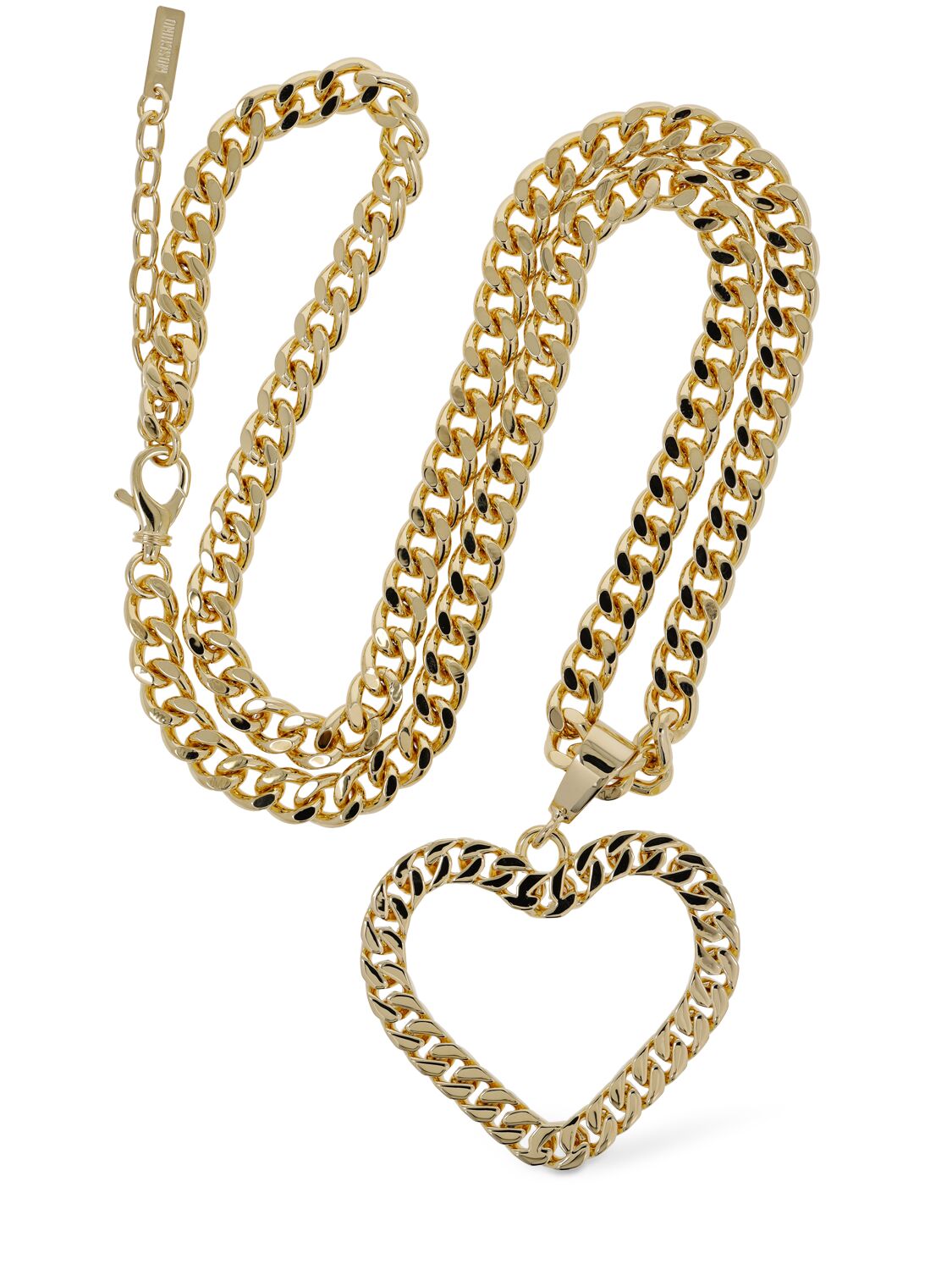 Shop Moschino Heart Charm Long Necklace In Gold