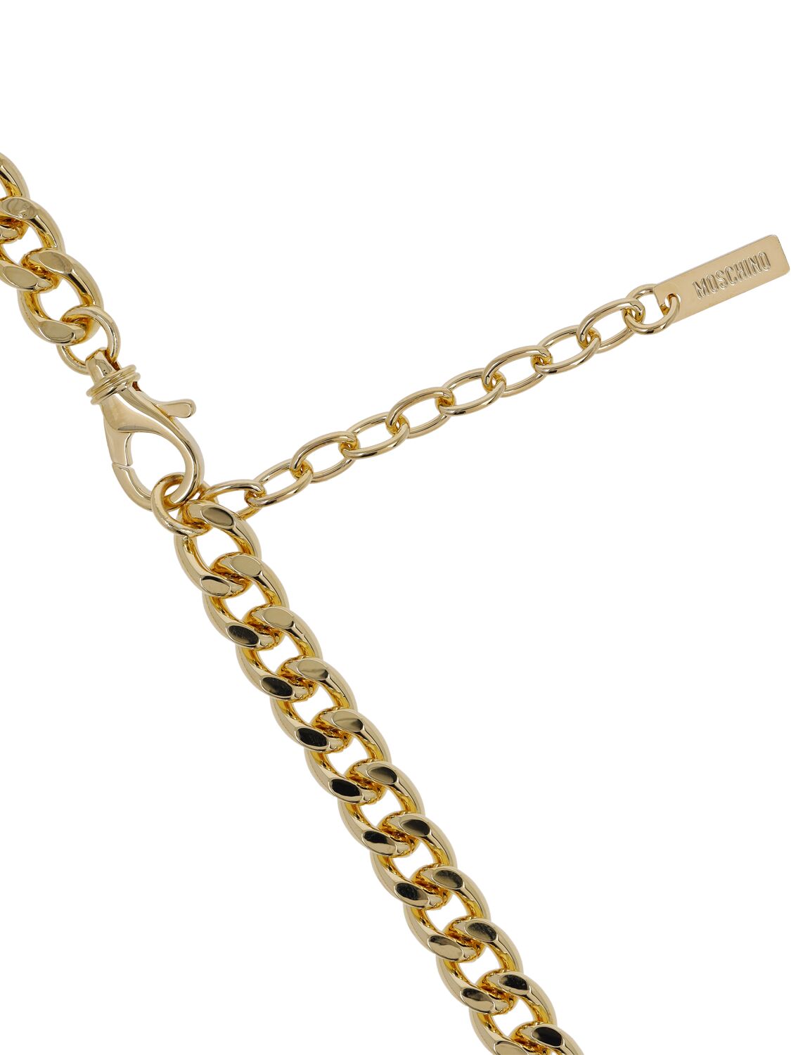 Shop Moschino Heart Charm Long Necklace In Gold