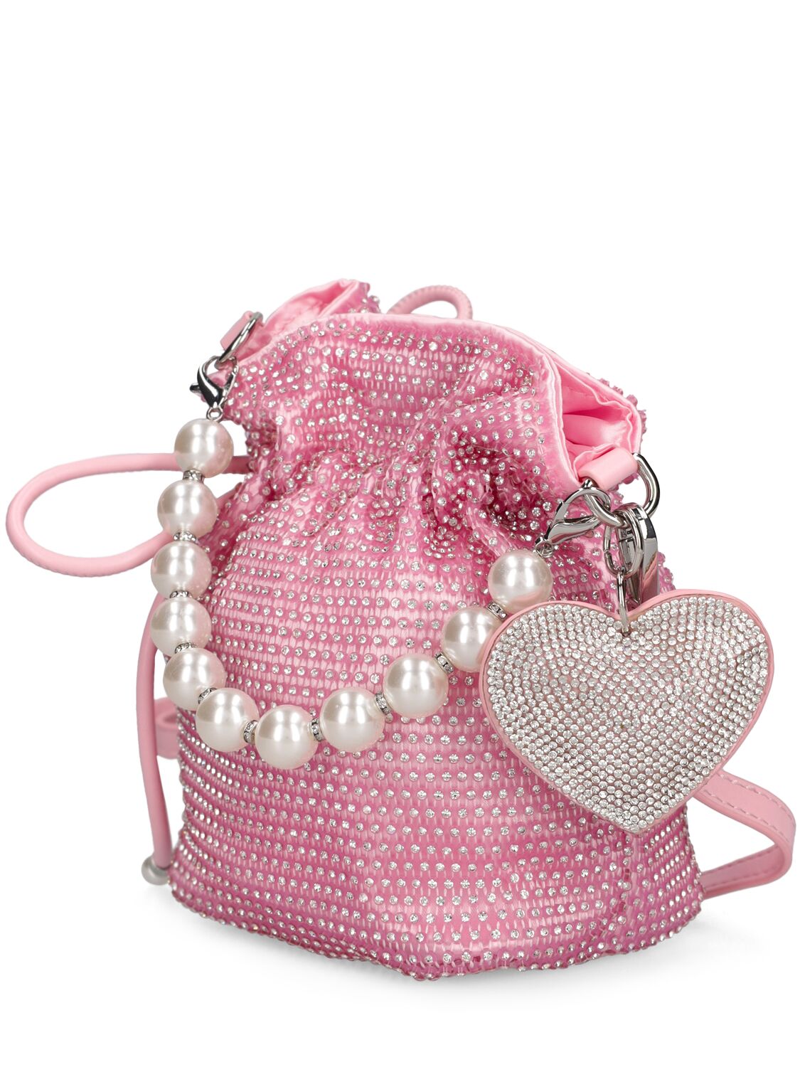 Shop Monnalisa Crystal Embellished Bag In Pink