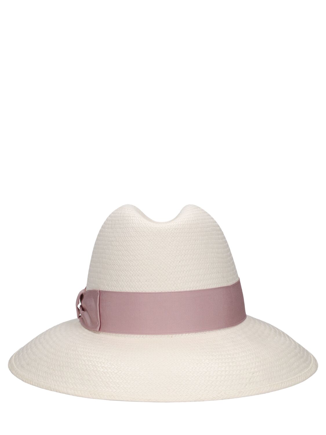 Borsalino Claudette Fine Straw Panama Hat In White,ortensia