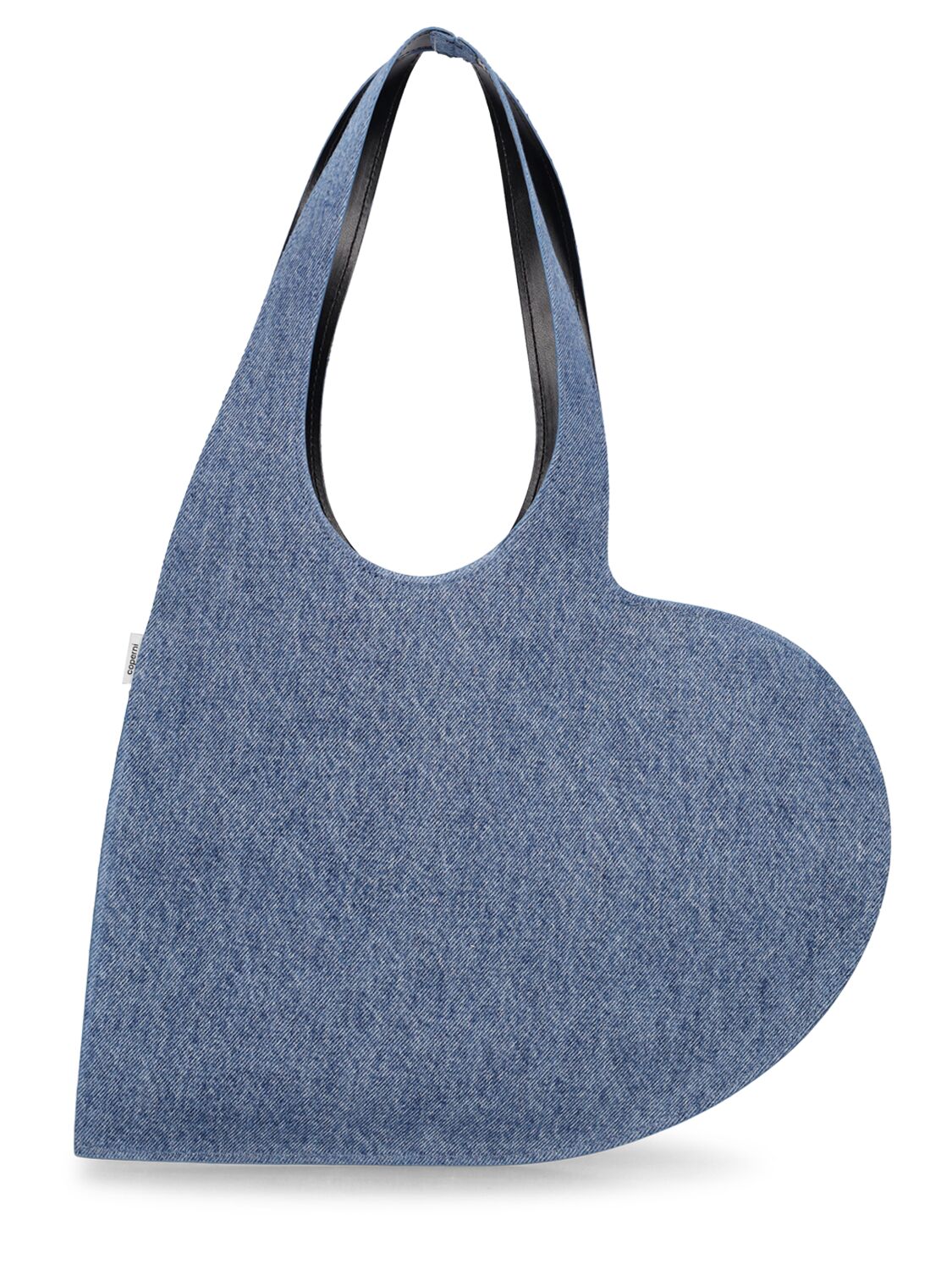 Shop Coperni Mini Heart Denim Tote Bag In Washed Blue