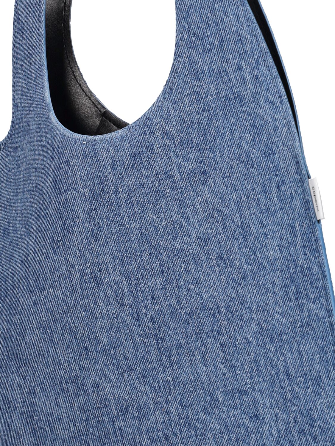 Shop Coperni Mini Heart Denim Tote Bag In Washed Blue
