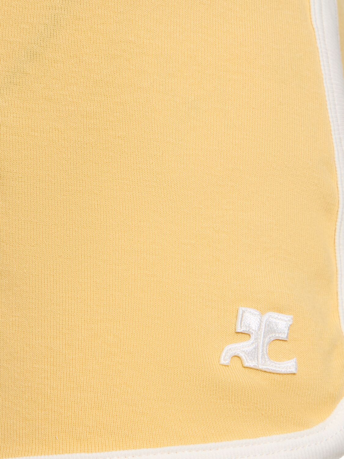 Shop Courrèges Contrast Cotton Mini Shorts In 옐로우