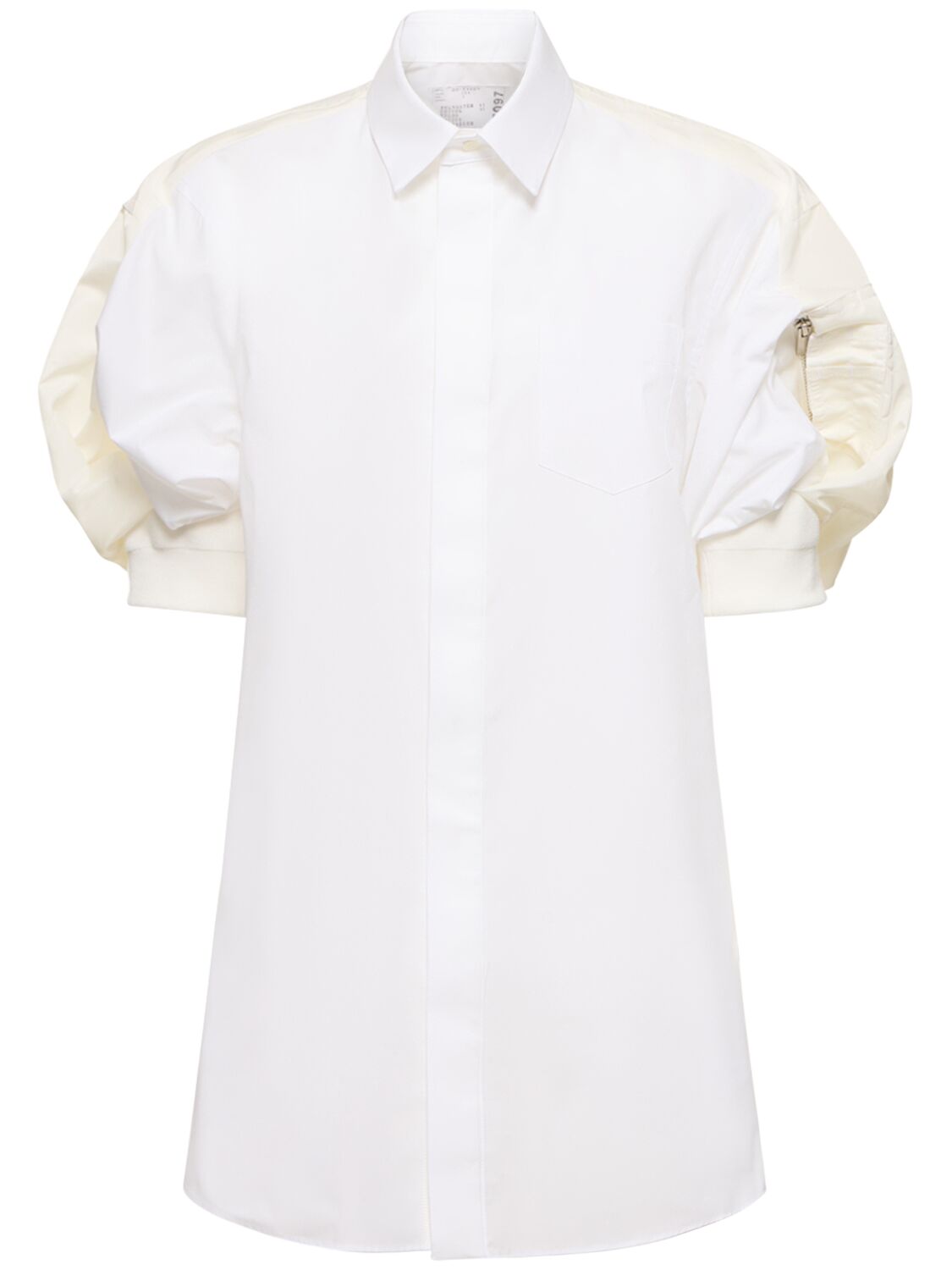 Shop Sacai Cotton Poplin & Nylon Twill Mini Dress In 화이트
